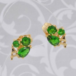 Шикарные серьги-гвоздики с фианитами ХР 10-9099-изумрудный