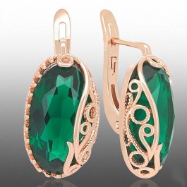 Позолочені сережки  Fallon 82283071-зелений фіаніт