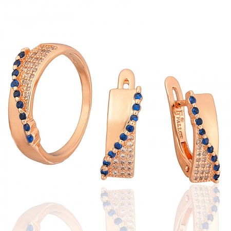 Позолоченный комплект Fallon 81200383-синие фианиты фото | Brulik