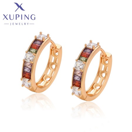 Позолоченные серьги Xuping S00118792-фианит мультиколор фото | Brulik