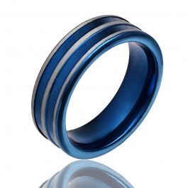 Стальное синее кольцо 149