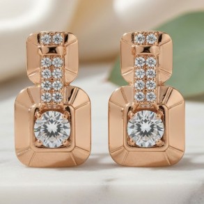 Позолочені сережки  Xuping 24051-білий фіаніт фото | Brulik