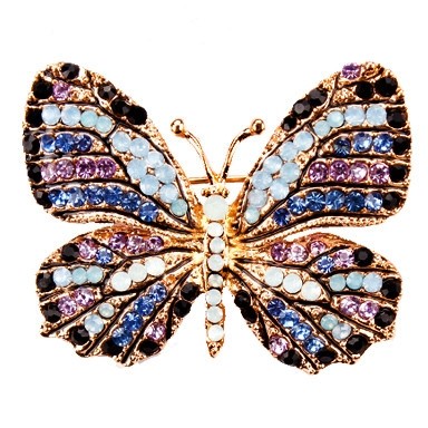 Брошь "Бабочка" 7339 - синий фото | Brulik