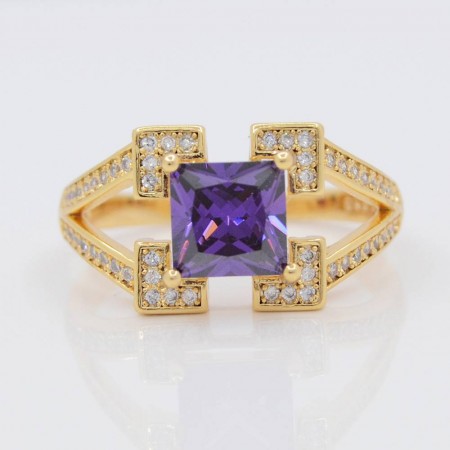 Шикарное кольцо с фианитами Xuping 10-1029-фиолетовый фото | Brulik