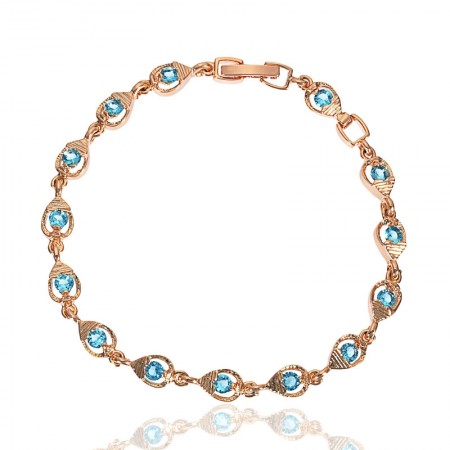 Позолоченный браслет Xuping 7325- голубые фианиты фото | Brulik