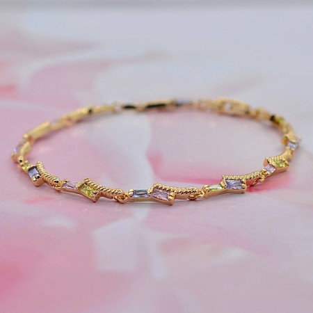 Позолоченный браслет с фианитами 10-7427-мультиколор фото | Brulik