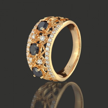Позолоченное кольцо XP 1256-черный фото | Brulik