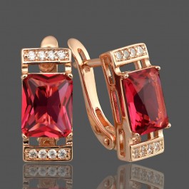 Позолоченные серьги Fallon 82200962-красные фианиты