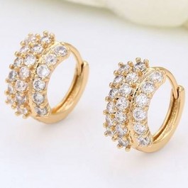 Роскошные серьги-колечки с фианитами 18К 29593