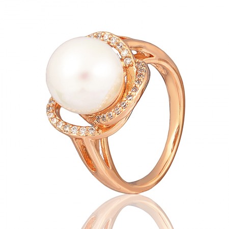 Позолоченное кольцо  с жемчугом Xuping 10435 фото | Brulik