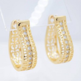 Великолепные позолоченные серьги с фианитами 10-2338