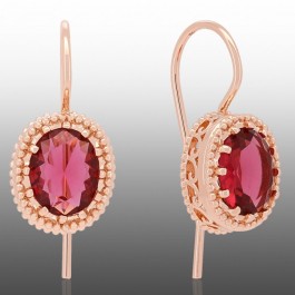 Позолочені сережки  Fallon 82283077-червоний фіаніт
