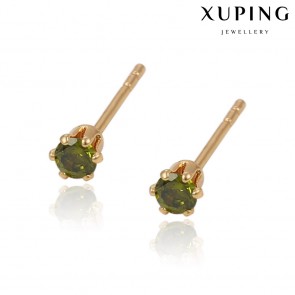 Позолочені сережки-гвоздики Xuping 29358-оливковий фото | Brulik