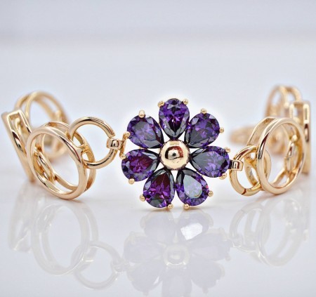 Браслет "Flower" 72941 -  фиолетовый фото | Brulik