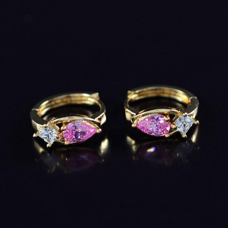 Позолоченные серьги с фианитами оптом 10-9319-розовый фото | Brulik