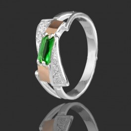 Серебряное кольцо с золотыми вставками 23