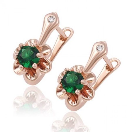 Элегантные серьги с английским замком Xuping 92032 - изумрудный фото | Brulik
