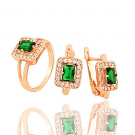 Позолоченный комплект Fallon 81200248-зеленые фианиты