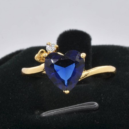 Безупречное кольцо с фианитом Xuping 10-1127-синий фото | Brulik