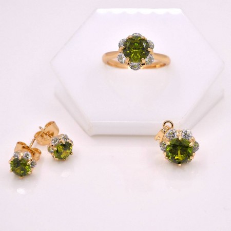 Шикарный комплект с фианитами Xuping 62890 - зеленый фото | Brulik