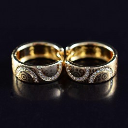 Позолоченные серьги-колечки с фианитами 18K 10-9350