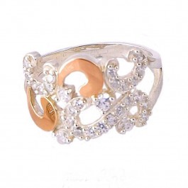 Серебряное кольцо с золотыми вставками 11