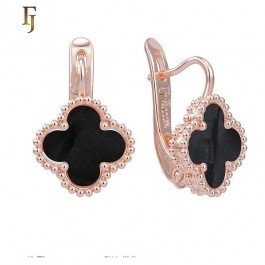 Позолочені сережки у стилі Ван Кліф Fallon 82202888-чорний перламутр