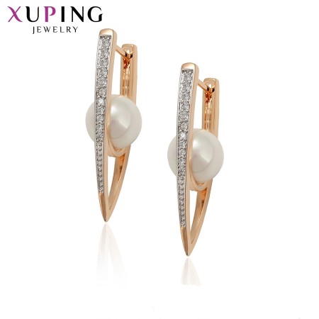 Позолоченные  серьгис жемчугом  Xuping 99309 фото | Brulik
