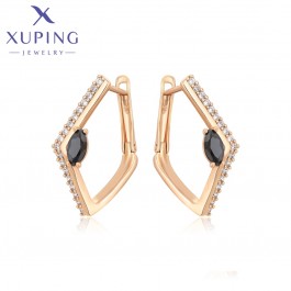Позолочені сережки Xuping 24316-чорний фіаніт