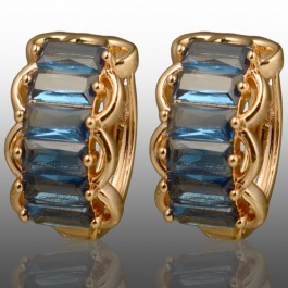 Позолочені сережки Xuping 24681-сині фіаніт