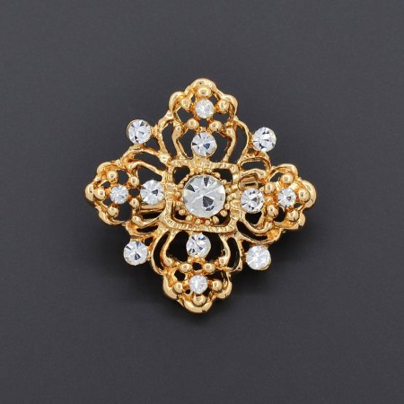 Обаятельная элитная брошь с фианитами VK 350-13 фото | Brulik