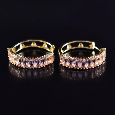 Позолоченные серьги с фианитами Xuping 10-9360-розовый фото | Brulik