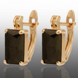 Позолочені сережки Xuping 24642-чорний фіаніт