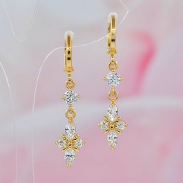 Подвесные позолоченные серьги с фианитами 18K 10-9230