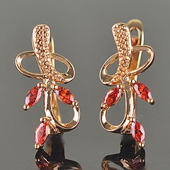 Позолоченные серьги  XP 9246-красный фото | Brulik