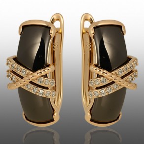 Позолочені сережки керамічні Xuping 24060-чорні фото | Brulik