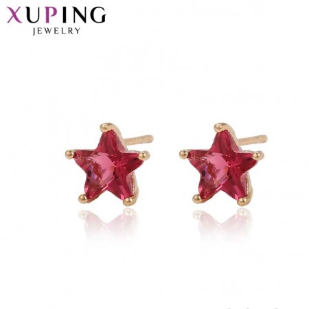 Позолоченные серьги  гвоздики Xuping 96496-красный фото | Brulik