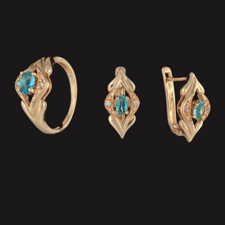 Позолоченный комплект  Fallon 81200314-тёмно-голубой фото | Brulik