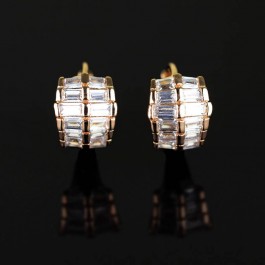 Неотразимые серьги с фианитами 18К 10-2024 - белый