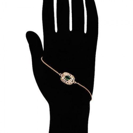 Позолоченный браслет с фианитами 18K 74722-изумрудный фото | Brulik