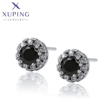 Серьги-гвоздики  Xuping 643924-черные фианиты фото | Brulik
