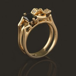 Позолоченное кольцо XP 1886-черный