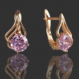 Позолоченные серьги  Xuping 9880-розовый фианит