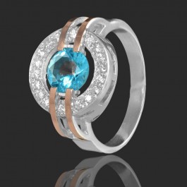 Серебряное кольцо с золотыми вставками 43
