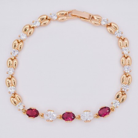 Очаровательный браслет с фианитами 18К 10-7039 - красный корунд фото | Brulik
