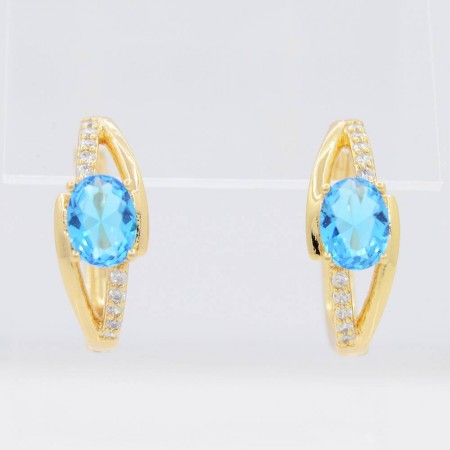 Необыкновенные серьги-колечки с фианитами Xuping 10-2242-голубой фото | Brulik