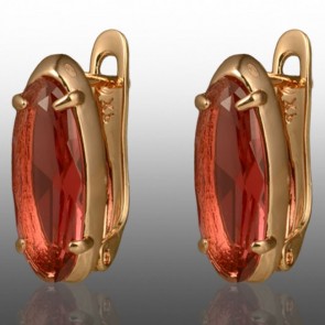 Позолочені сережки  Xuping 24735-червоний фіаніт фото | Brulik