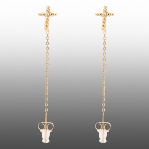 Позолочені сережки-гвоздики "Хрестики"  Xuping 24341 фото | Brulik