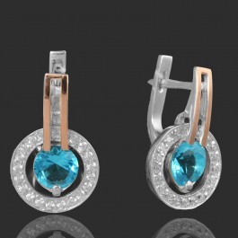 Серебряные серьги с золотыми вставками 43