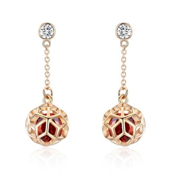 Позолоченные серьги Italina 13488-красный фото | Brulik